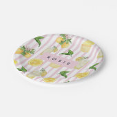 Assiettes En Carton Monogramme Personnalisé Aquarelle Lemons Lemonade (Angle)