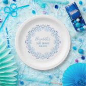 Assiettes En Carton Monogramme personnalisé bleu Simple Floral Élégant (Fête)