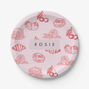 Assiettes En Carton Monogramme personnalisé Charmante Fille Cerise Fra