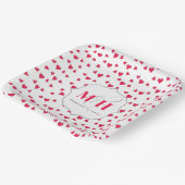 Assiettes En Carton Monogramme personnalisé Cœur Rouge Mignon (Angulaire)