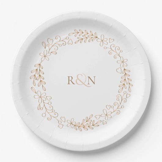 Assiettes En Carton Monogramme personnalisé Laurel Garland (Devant)