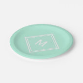 Assiettes En Carton Monogramme Personnalisé Vert Pale Mint Design Mode (Angle)