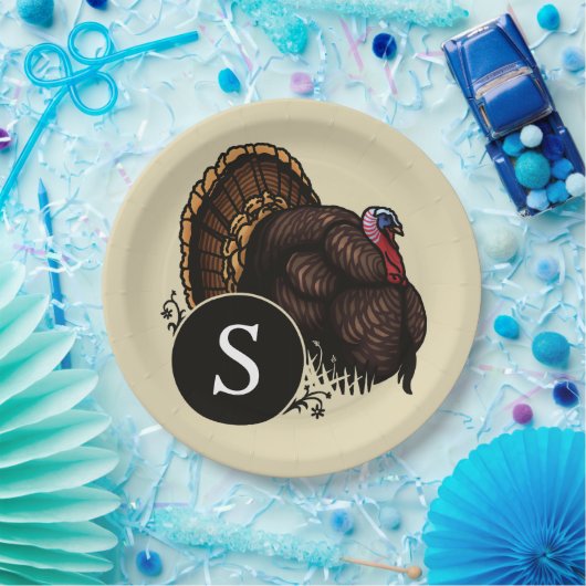 Assiettes En Carton Monogramme personnalisé Wild Turkey (Fête)