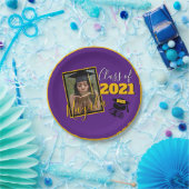 Assiettes En Carton Monogramme & Photo Purple|Diplôme d'or (Fête)