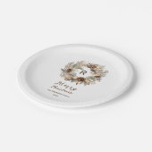 Assiettes En Carton Monogramme Pinecone hiver Wreath Joyeux Noël (Angle)