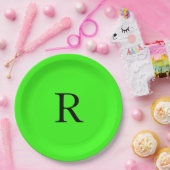 Assiettes En Carton Monogramme Premier vert néon Couleur brillante Cou (Fête)