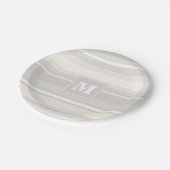Assiettes En Carton Monogramme rayures beiges (Angle)