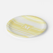 Assiettes En Carton Monogramme rayures jaunes citron (Angle)