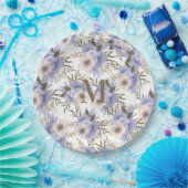 Assiettes En Carton Monogramme Romantique Violet Sage Botanique (Fête)