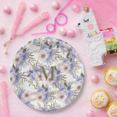 Assiettes En Carton Monogramme Romantique Violet Sage Botanique (Fête)