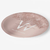 Assiettes En Carton Monogramme rose Gold Blush Rose Girl Parties scint (Angle)