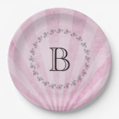 Assiettes En Carton Monogramme rose soleil Shabby Texture (Devant)
