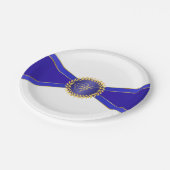 Assiettes En Carton Monogramme Royal Blue Elegance (Angle)