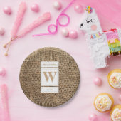 Assiettes En Carton Monogramme Russe de Burlap initial (Fête)