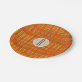 Assiettes En Carton Monogramme rustique Brown et plaqué orange (Angle)