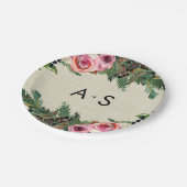 Assiettes En Carton Monogramme Rustique Rose de pin Burlap d'hiver Mar (Angle)