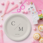 Assiettes En Carton monogramme simple et élégant (Fête)