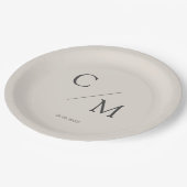 Assiettes En Carton monogramme simple et élégant (Angle)