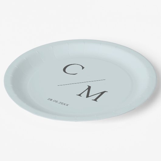 Assiettes En Carton monogramme simple et élégant (Angle)