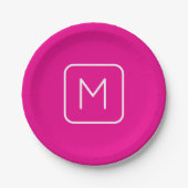 Assiettes En Carton Monogramme simple et moderne initial | Rose et bla (Devant)