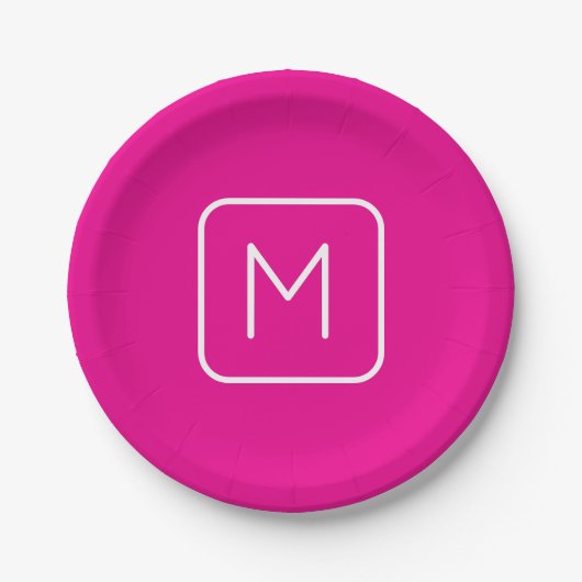 Assiettes En Carton Monogramme simple et moderne initial | Rose et bla (Devant)