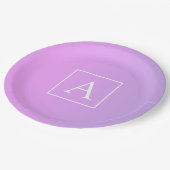 Assiettes En Carton Monogramme simple | Ombre subtil rose/violet (Angle)