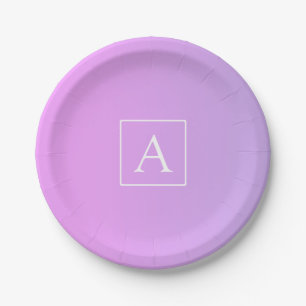 Assiettes En Carton Monogramme simple Ombre subtil rose/violet