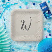 Assiettes En Carton Monogramme sur la texture ivoire Abstraite (Fête)