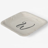 Assiettes En Carton Monogramme sur la texture ivoire Abstraite (Angulaire)