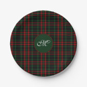Assiettes En Carton Monogramme Tarte de Noël Plaid Rouge, Vert Noir (Devant)