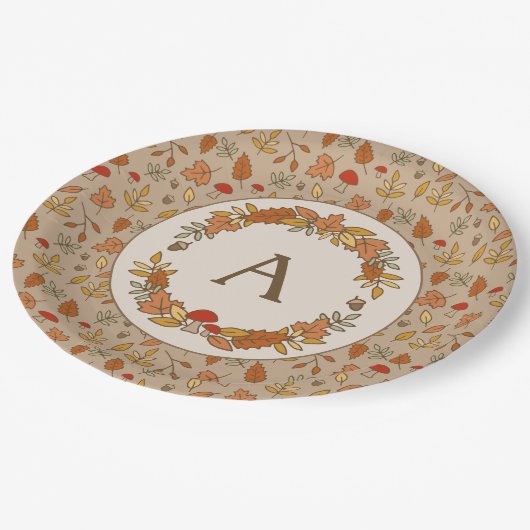 Assiettes En Carton Monogramme Thanksgiving Personnalisé (Angle)