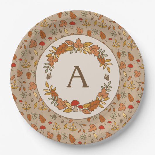 Assiettes En Carton Monogramme Thanksgiving Personnalisé (Devant)
