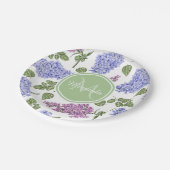 Assiettes En Carton Monogramme vert en pastel floral lilas de lavande (Angle)