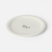 Assiettes En Carton Monogramme vert mariage Couple (Angle)