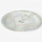 Assiettes En Carton Monogramme vert mariage Couple (Angle)
