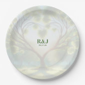 Assiettes En Carton Monogramme vert mariage Couple (Devant)