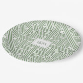 Assiettes En Carton Monogramme vert Safari (Angle)