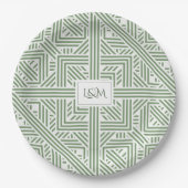 Assiettes En Carton Monogramme vert Safari (Devant)