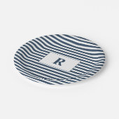 Assiettes En Carton Monogrammed Blue/White Stripes (Angle)