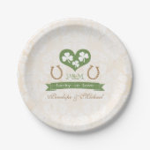 Assiettes En Carton Monogrammed Lucky Horseshoe et Mariage Shamrock (Devant)
