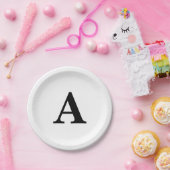 Assiettes En Carton Monogrammes Noir Blanc Simple Mariage Anniversaire (Fête)