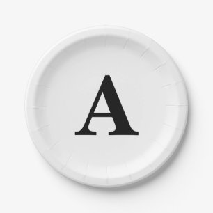 Assiettes En Carton Monogrammes Noir Blanc Simple Mariage Anniversaire