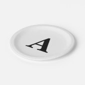 Assiettes En Carton Monogrammes Noir Blanc Simple Mariage Anniversaire (Angle)
