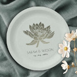 ASSIETTES EN CARTON MONOGRAPHIE FLORALE DE LOTUS D'ARGENT BLEU PALE GL<br><div class="desc">Si vous avez besoin d'une personnalisation ou d'autres éléments correspondants,  n'hésitez pas à me contacter à info@yellowfebstudio@.com</div>