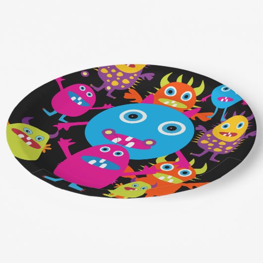Assiettes En Carton Monster Bash Anniversaire Fun Halloween (Angle)
