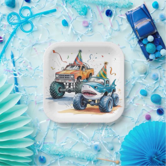 Assiettes En Carton Monster Shark Camion Anniversaire Bash (Fête)
