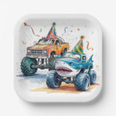 Assiettes En Carton Monster Shark Camion Anniversaire Bash (Recto)
