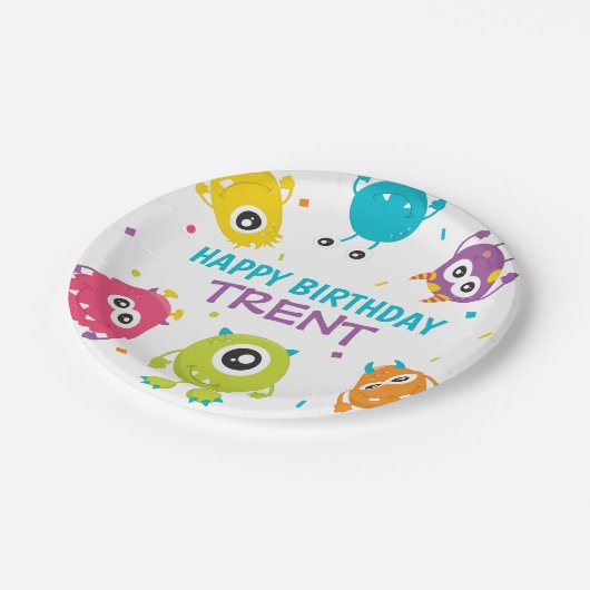 Assiettes En Carton Monster Thème Anniversaire Plaque Papier (Angle)
