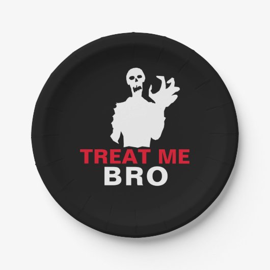 Assiettes En Carton Monster Treat Me Bro drôle Halloween personnalisab (Devant)