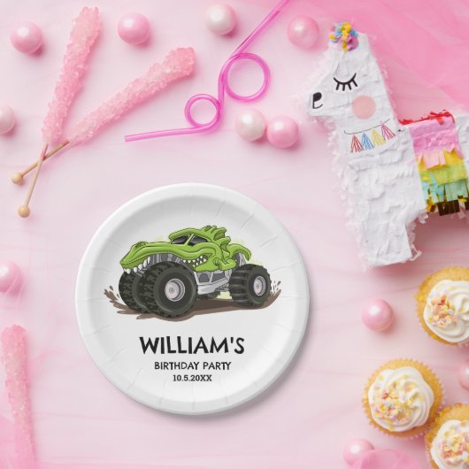 Assiettes En Carton Monster Truck Anniversaire Fête Minimale Garçons A (Fête)